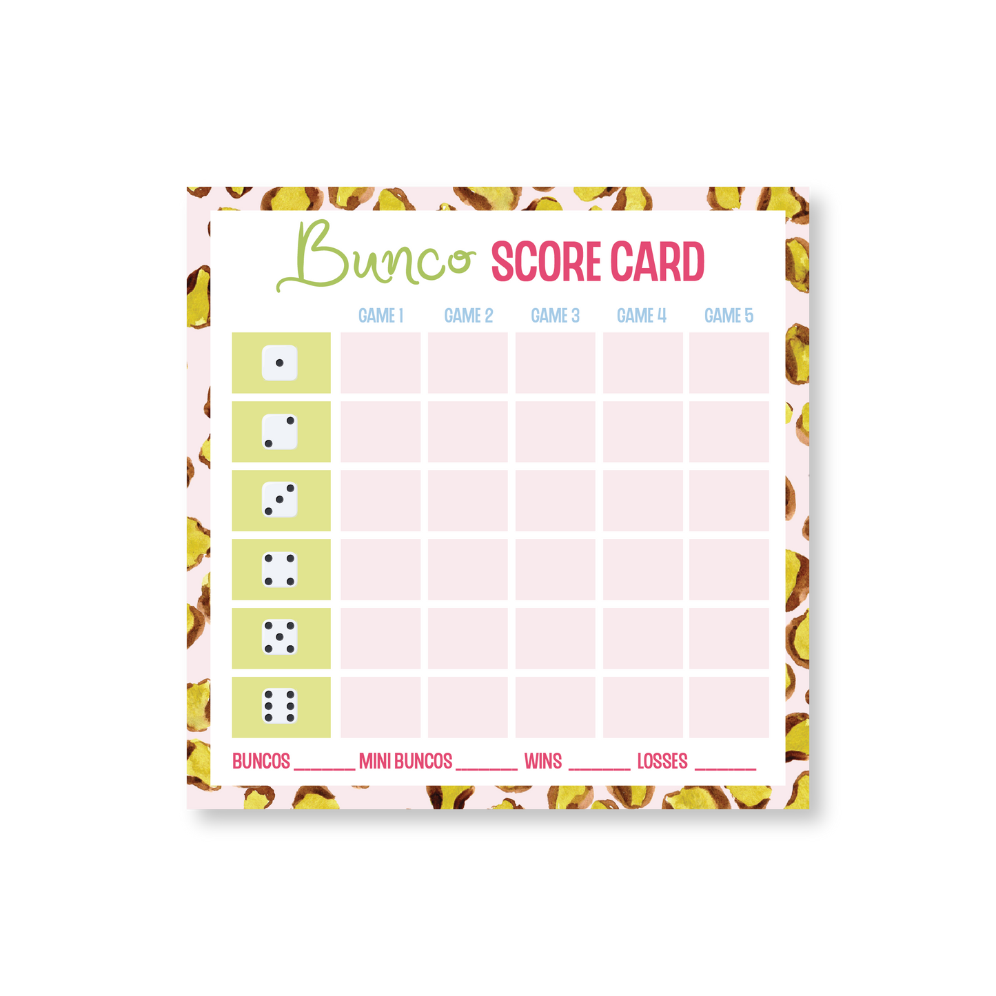 Bunco No. 1 Game Card Notepads