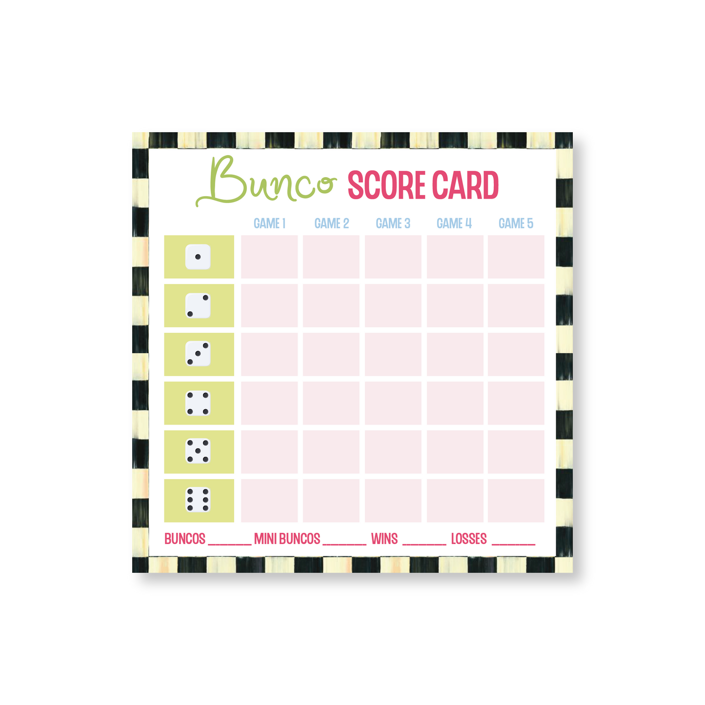 Bunco No. 2 Game Card Notepads