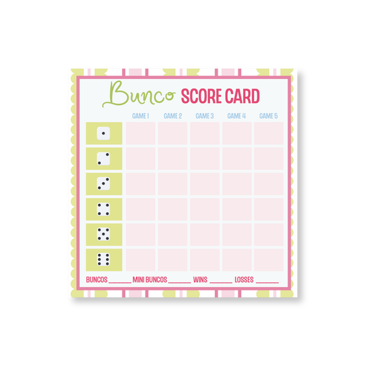 Bunco No. 3 Game Card Notepads