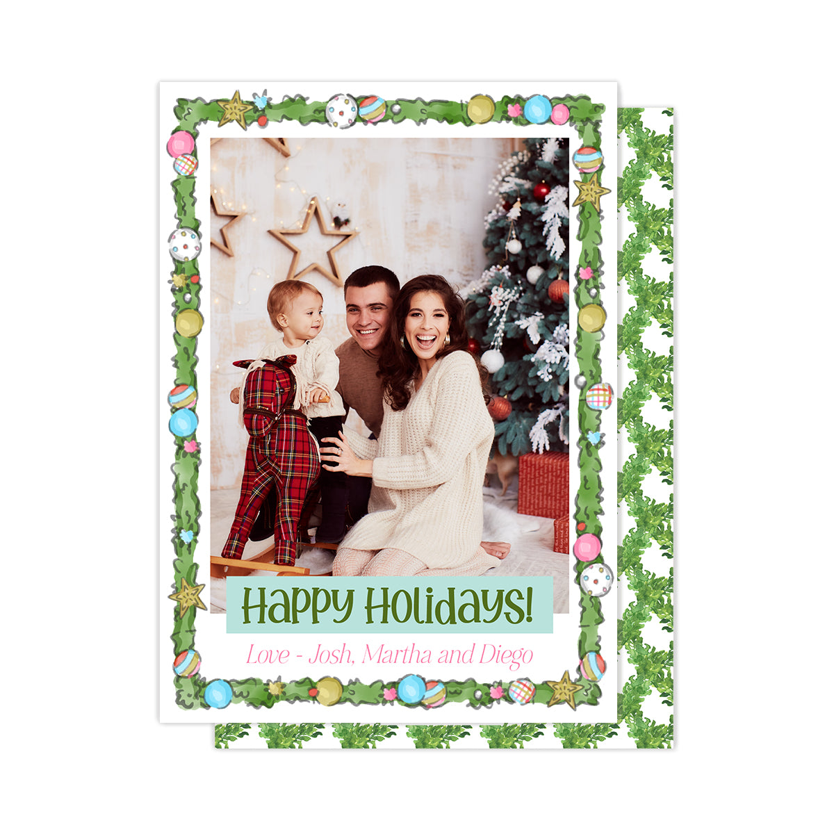 Colorful Ornaments Christmas Cards