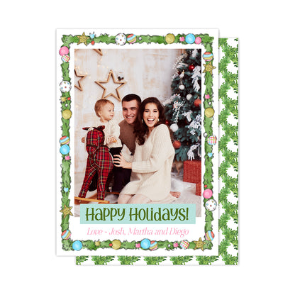 Colorful Ornaments Christmas Cards