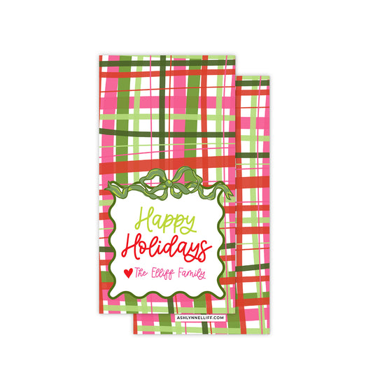 Bows & Plaid Rectangle Holiday Gift Tag