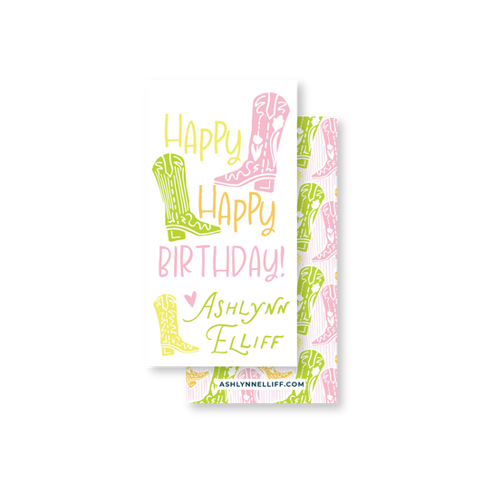 HBD Cowgirl Boots Rectangle Gift Tag