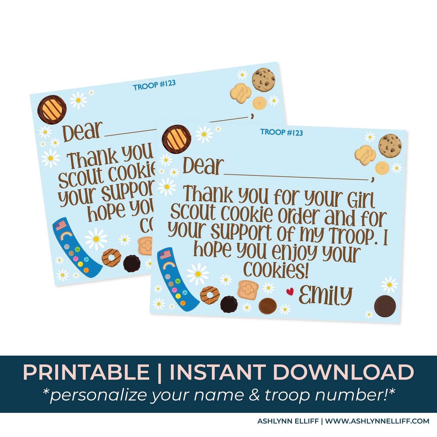 Instant Download | Fill-in-the-Blank Personalized Girl Scout (Daisy) Stationery