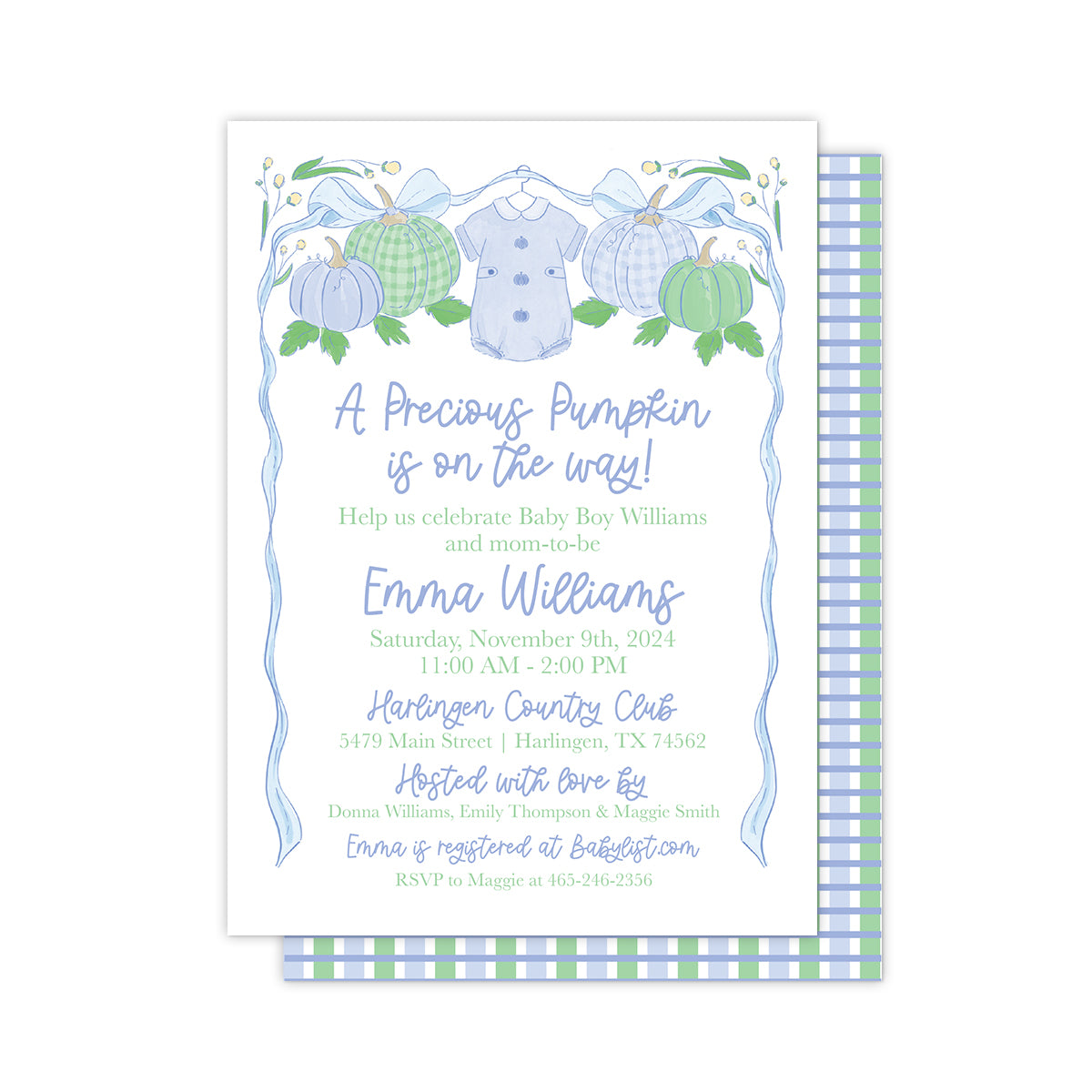 Fall Pumpkin Baby Shower Party Invitation