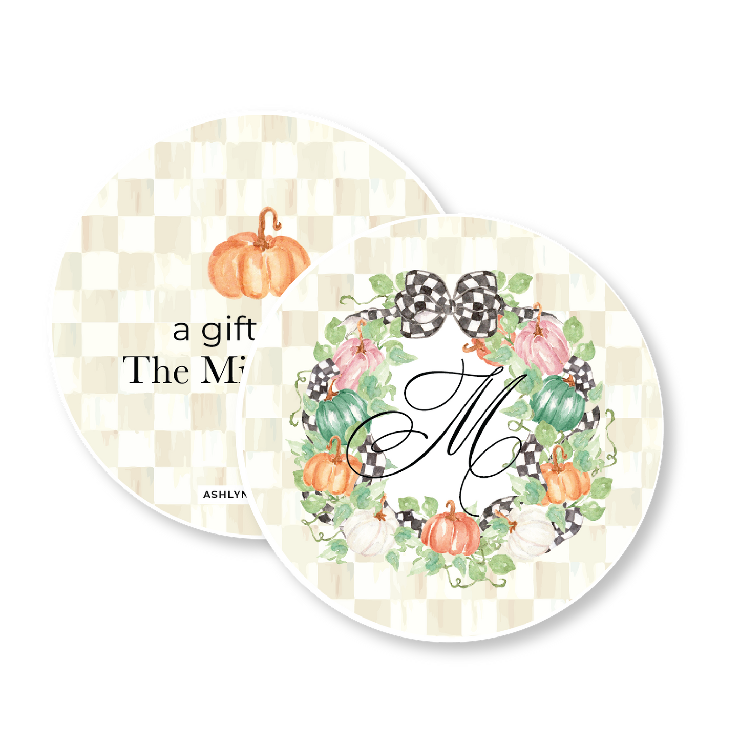 Floral Wreath Halloween/Fall Circle Gift Tag