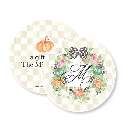 Floral Wreath Halloween/Fall Circle Gift Tag