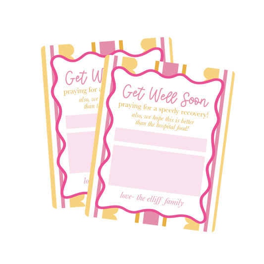 Get Well Soon Blue Striped Food Labels