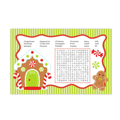 Gingerbread Kids Activity Holiday Laminated Placemat