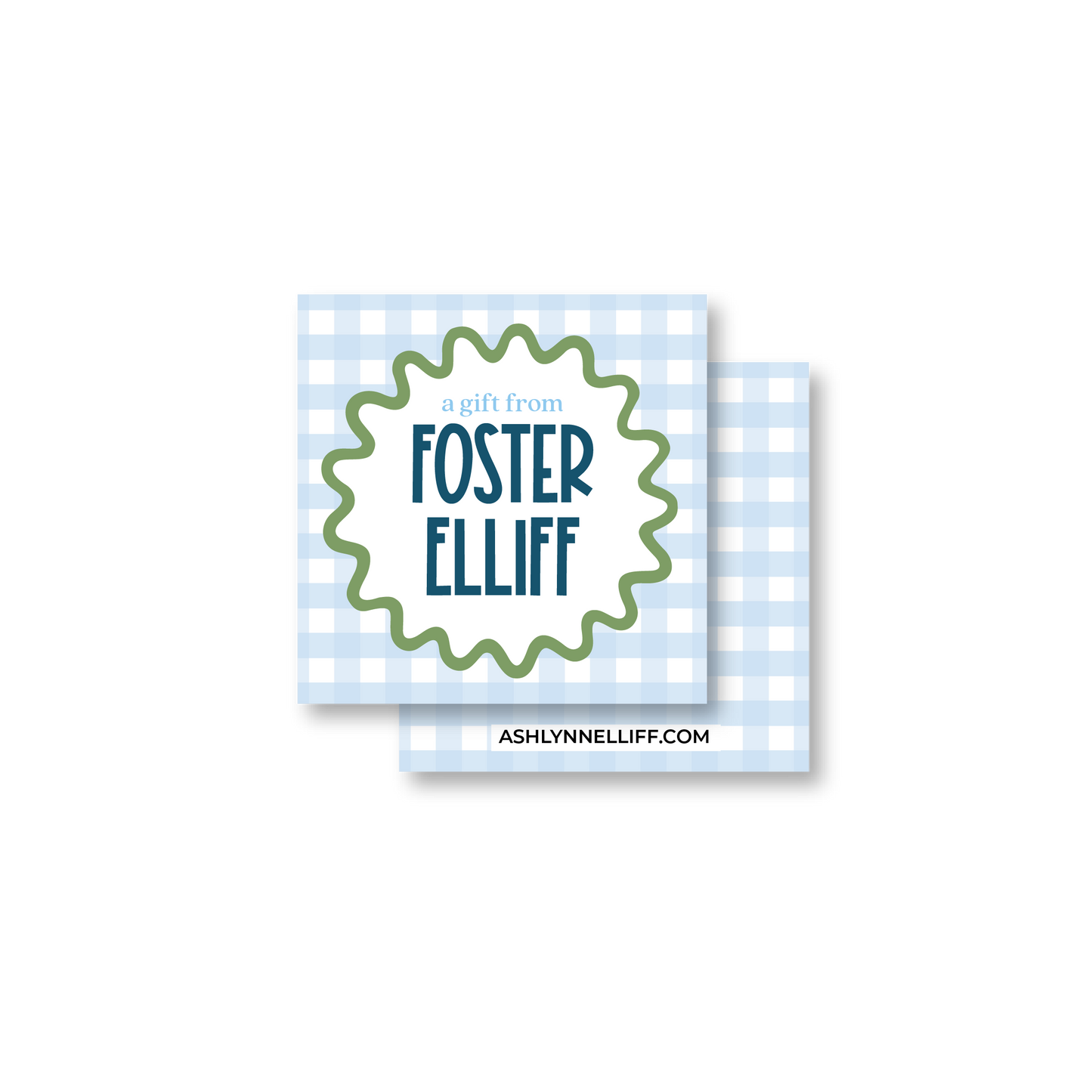 Blue Gingham Gift Tag