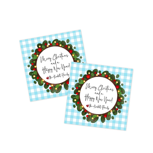 Gingham Wreath Holiday Gift Tag