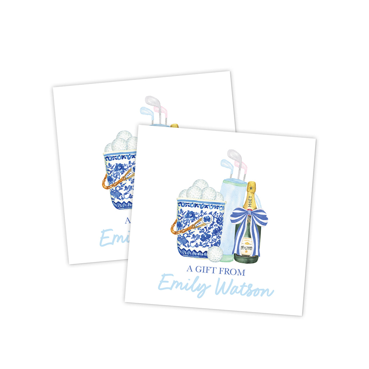Golf Bag & Champagne Country Club Gift Tag