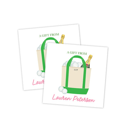 Golf Bag & Champagne Country Club Gift Tag