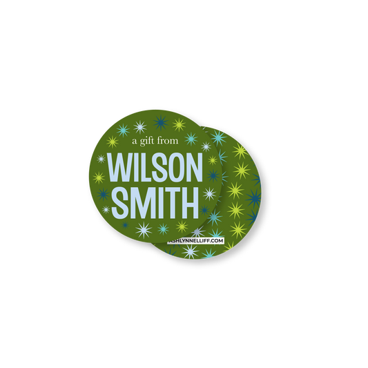 Green Colorful Personalized Circle Gift Tag