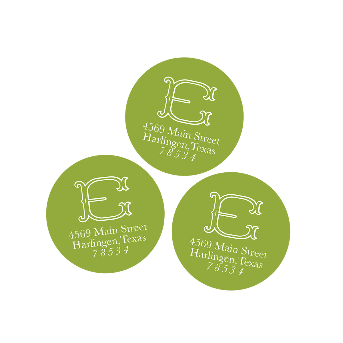Green Monogram Return Address Holiday Stickers