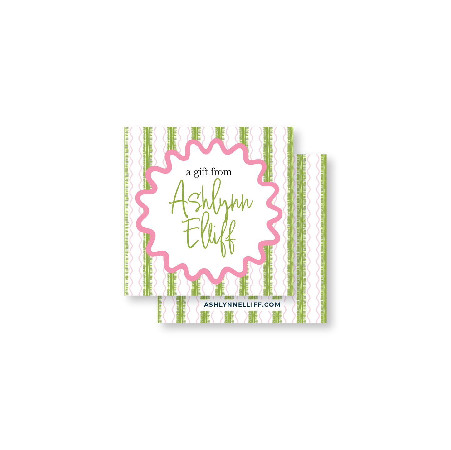 Pink & Green Stripes Gift Tag