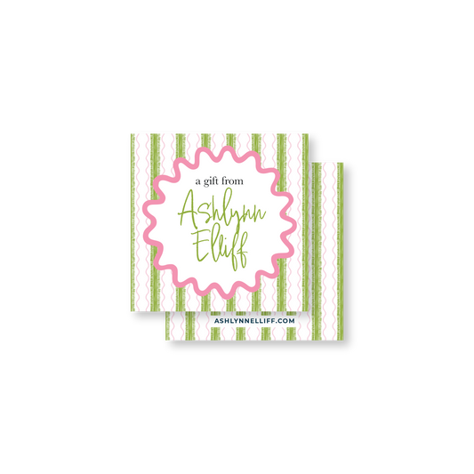 Pink & Green Stripes Gift Tag