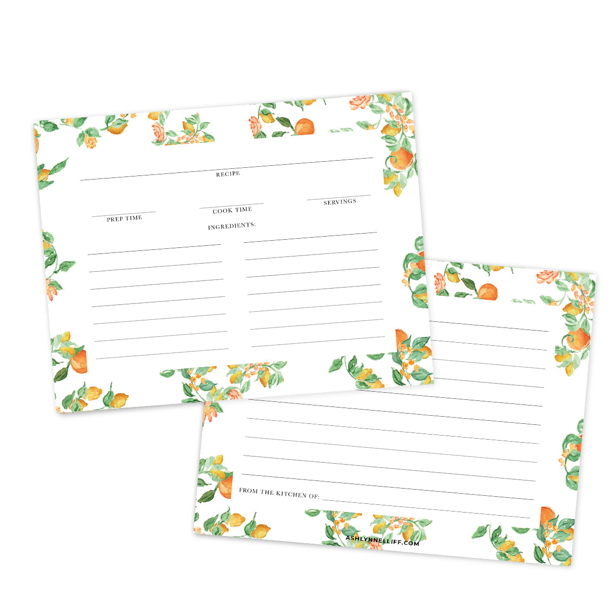 Orange Greenery Recipe Cards