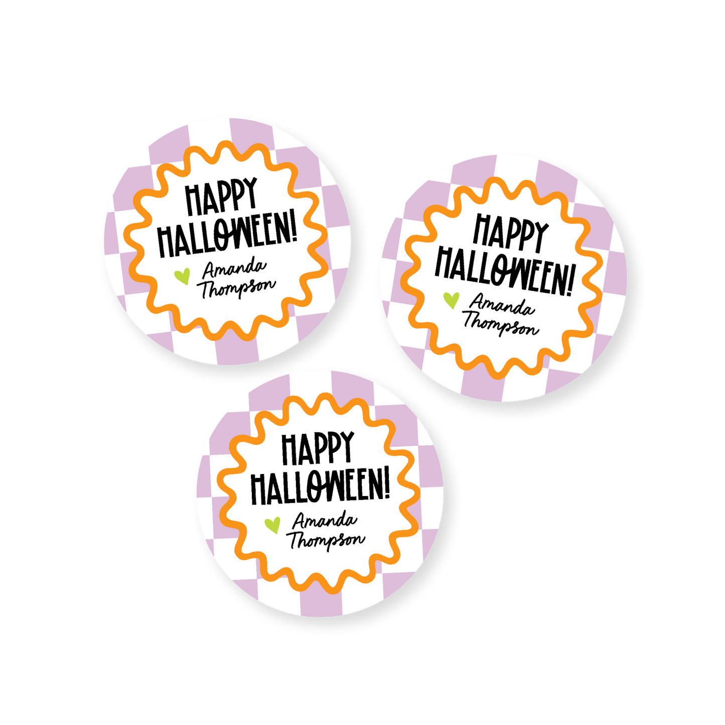 Purple Check Halloween Stickers