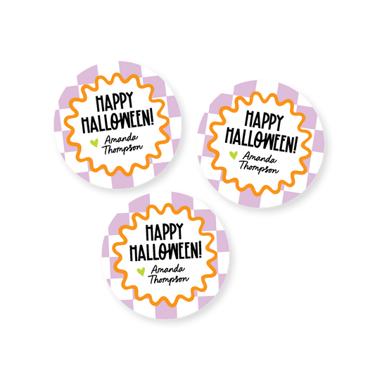 Purple Check Halloween Stickers