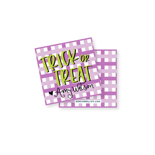 Purple Trick or Treat Halloween Gift Tag