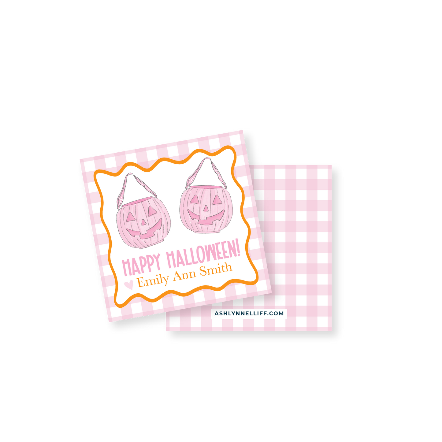 Pink Pumpkin Halloween Gift Tag