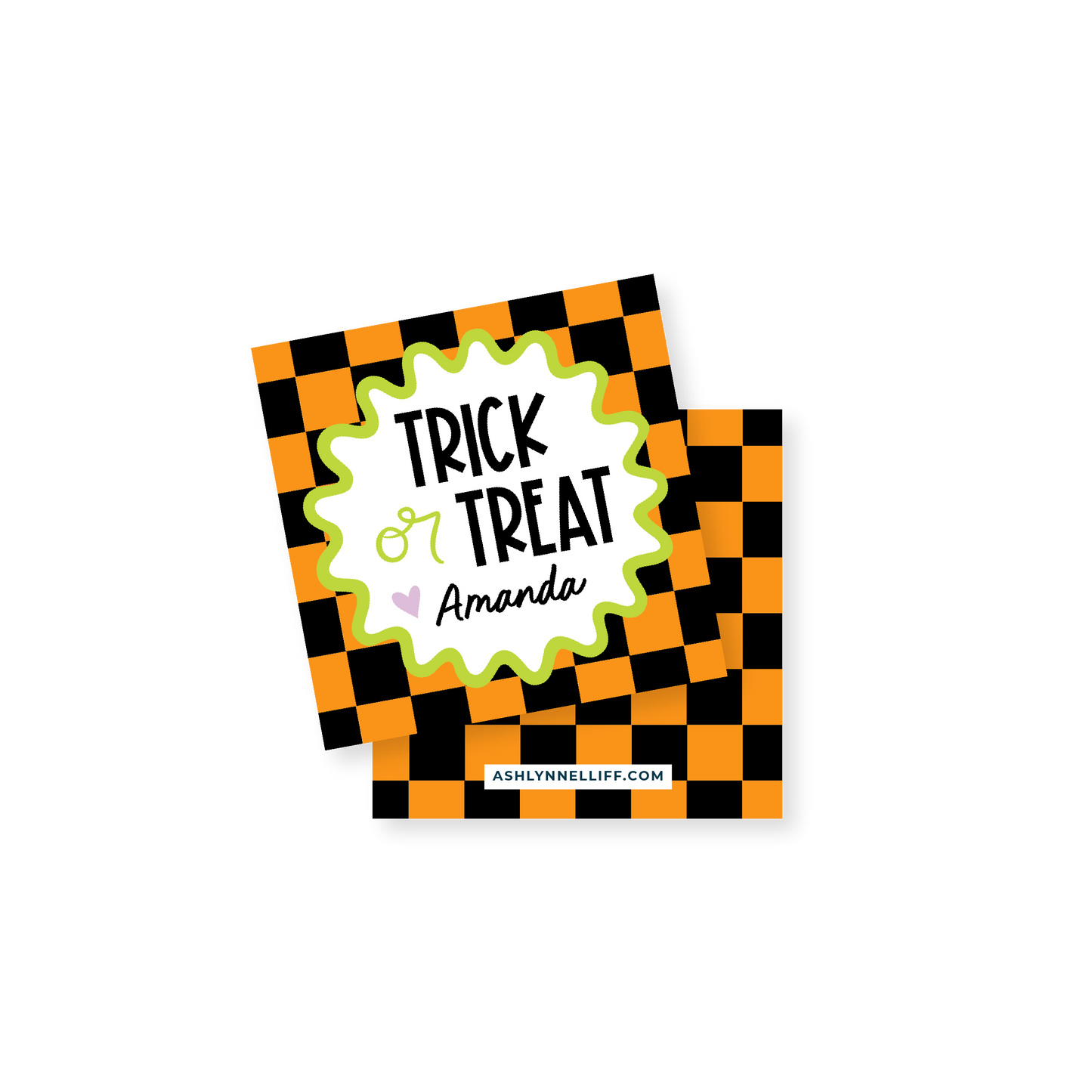 Trick or Treat Checker Halloween Gift Tag