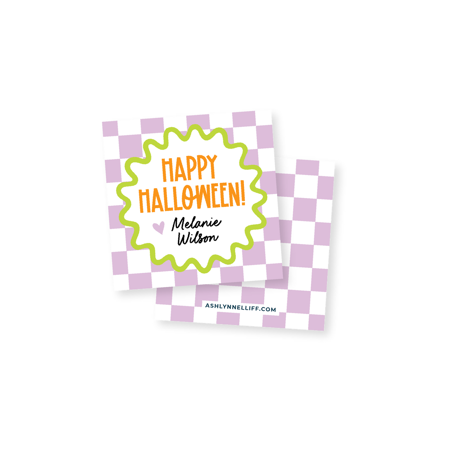 Purple Check Halloween Gift Tag