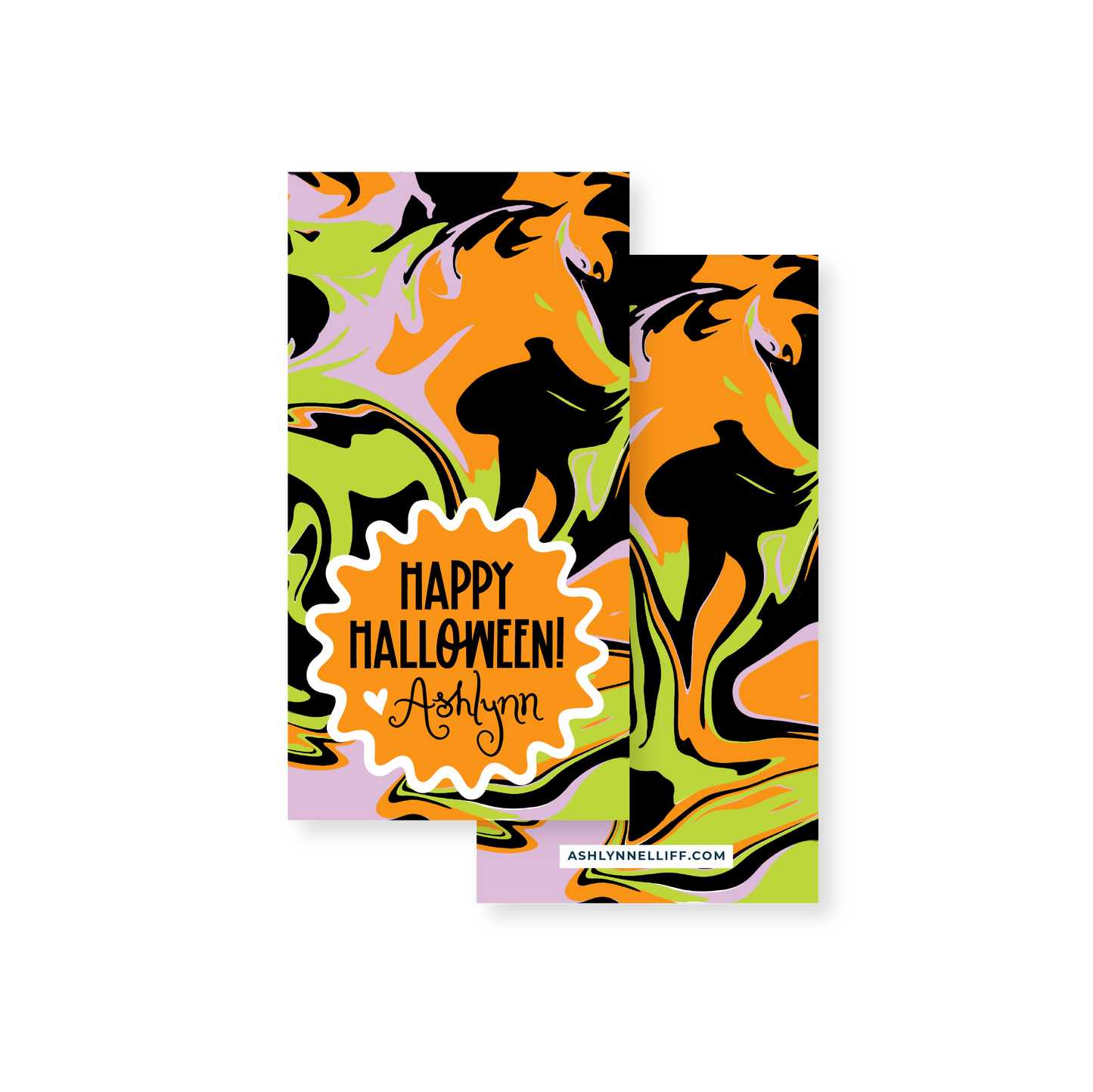 Halloween Marble Rectangle Gift Tag