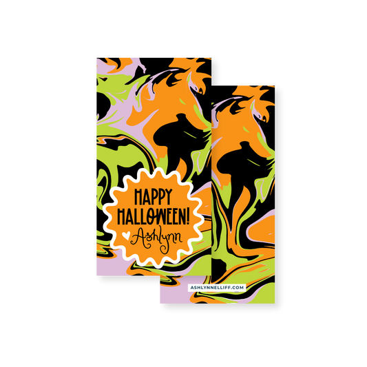 Halloween Marble Rectangle Gift Tag