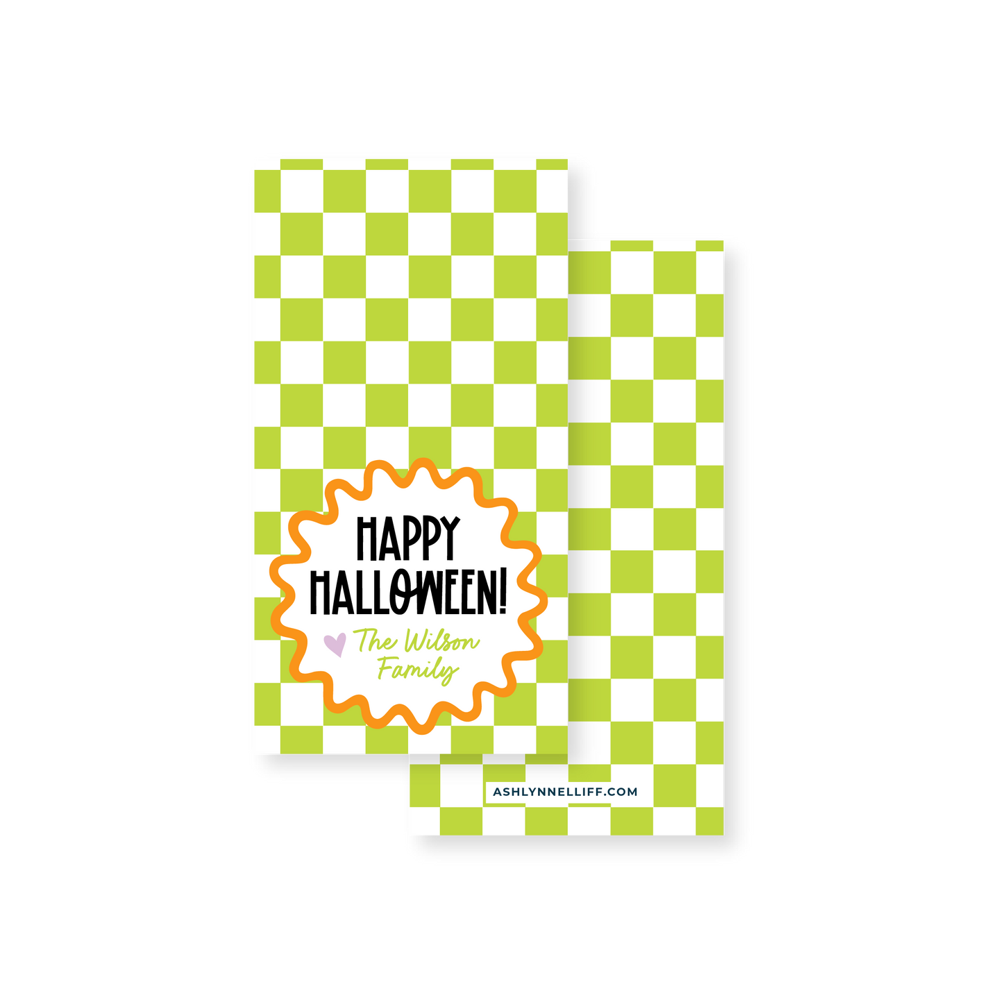 Green Check Rectangle Gift Tag