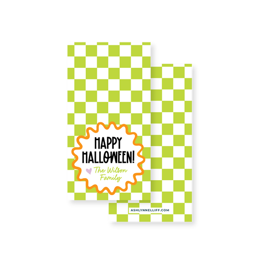 Green Check Rectangle Gift Tag