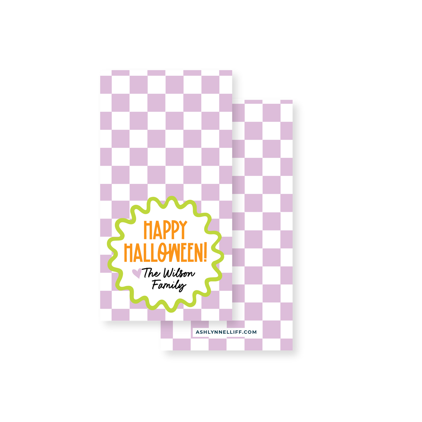 Purple Check Rectangle Gift Tag