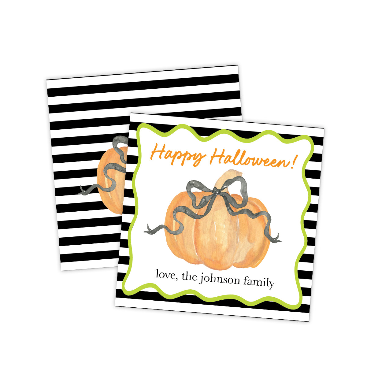 Halloween Pumpkin Stripe Gift Tag