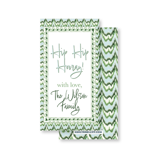 Hip Hip Hooray! Blue & Green Gift Tag