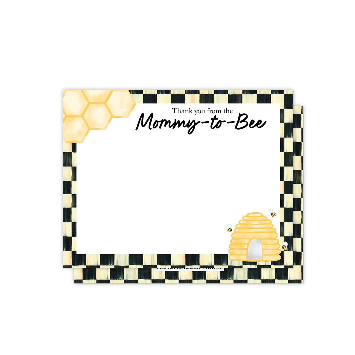 Honeybee Check Thank You Stationery