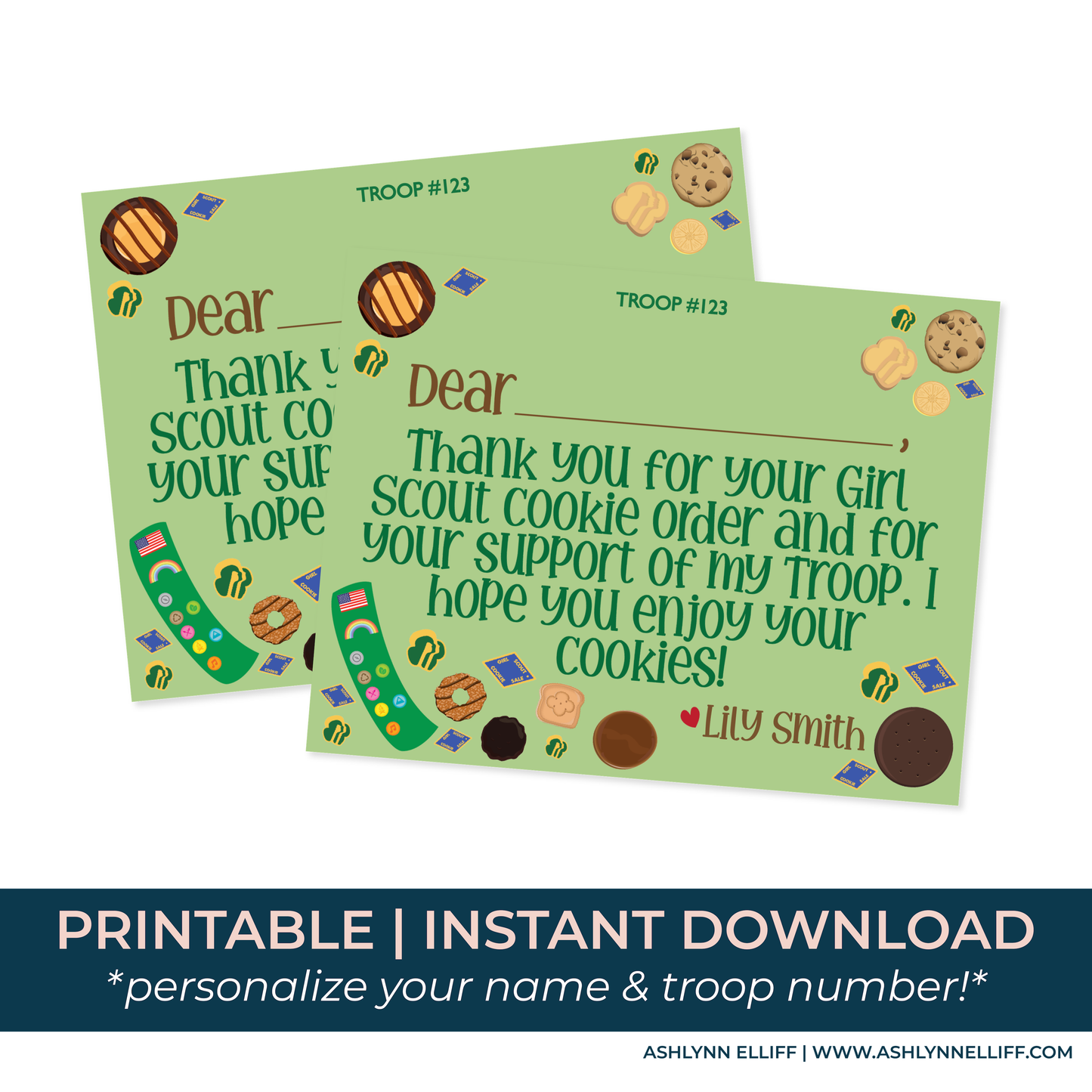 Instant Download | Fill-in-the-Blank Personalized Girl Scout (Junior) Stationery