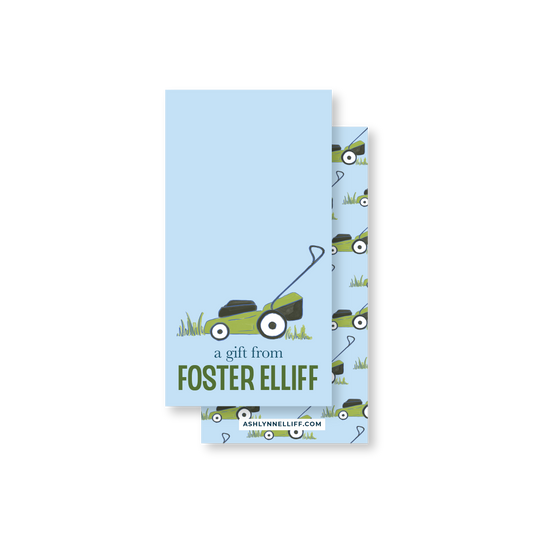 Blue Lawn Mower Rectangle Gift Tag