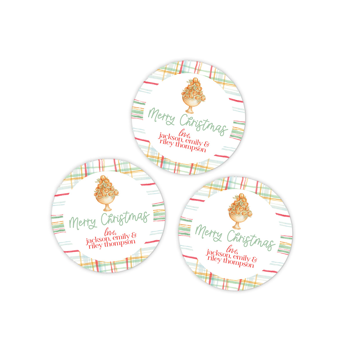 Light Plaid Holiday Stickers
