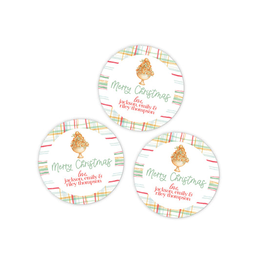 Light Plaid Holiday Stickers