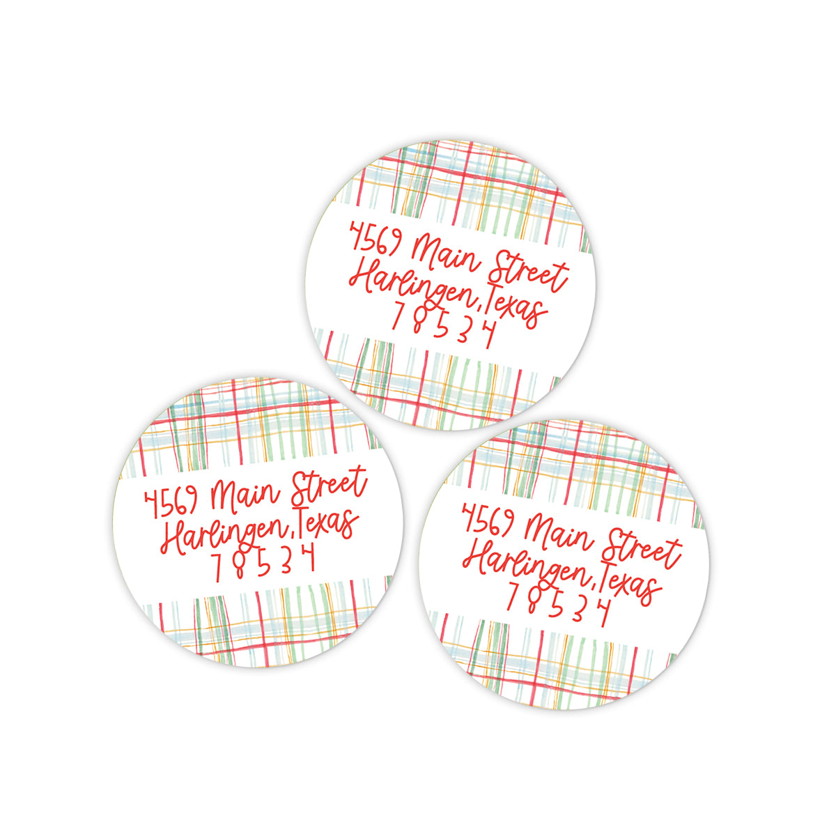 Light Plaid Return Address Holiday Stickers
