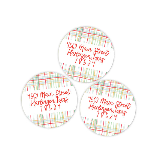 Light Plaid Return Address Holiday Stickers