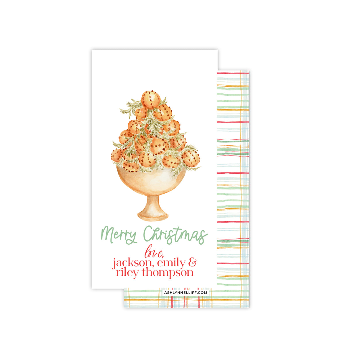 Light Plaid Rectangle Holiday Gift Tag