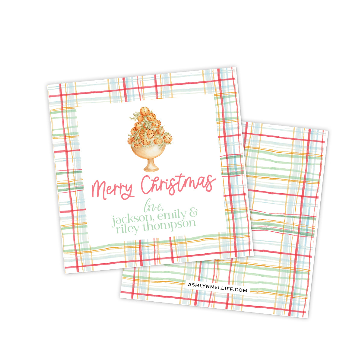 Light Plaid Holiday Gift Tag