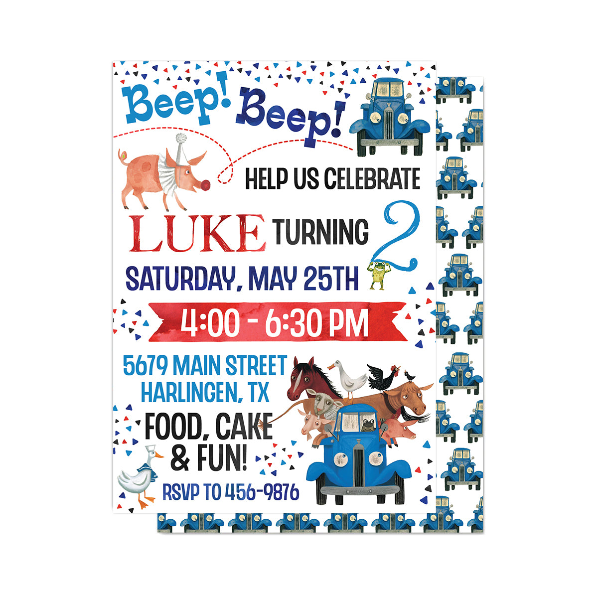Little Blue Truck Party Invitation