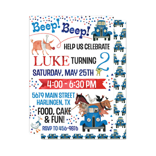 Little Blue Truck Party Invitation