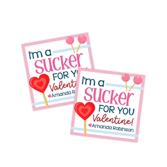 I'm a Sucker for you (lollipop) Valentines Tag