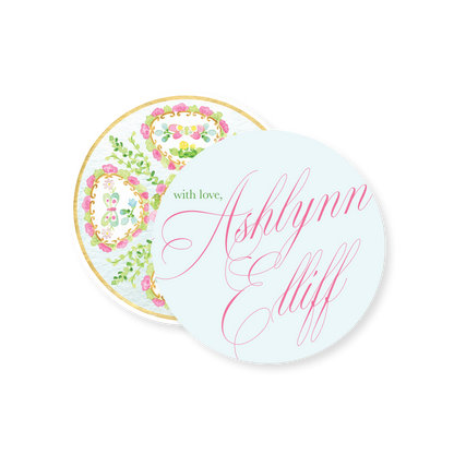 Rose Medallion Personalized Circle Gift Tag