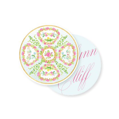 Rose Medallion Personalized Circle Gift Tag