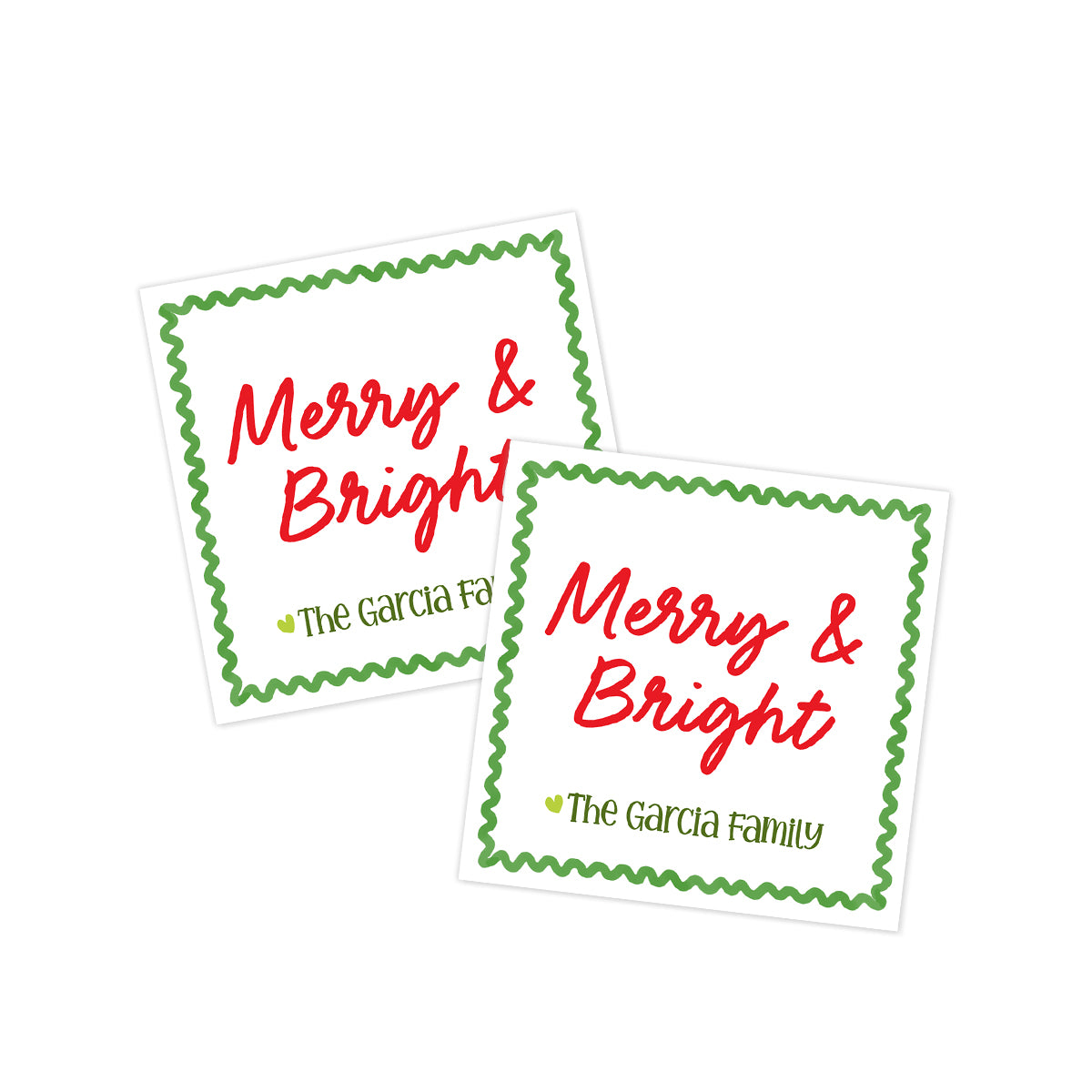 Merry & Bright Green Holiday Gift Tag